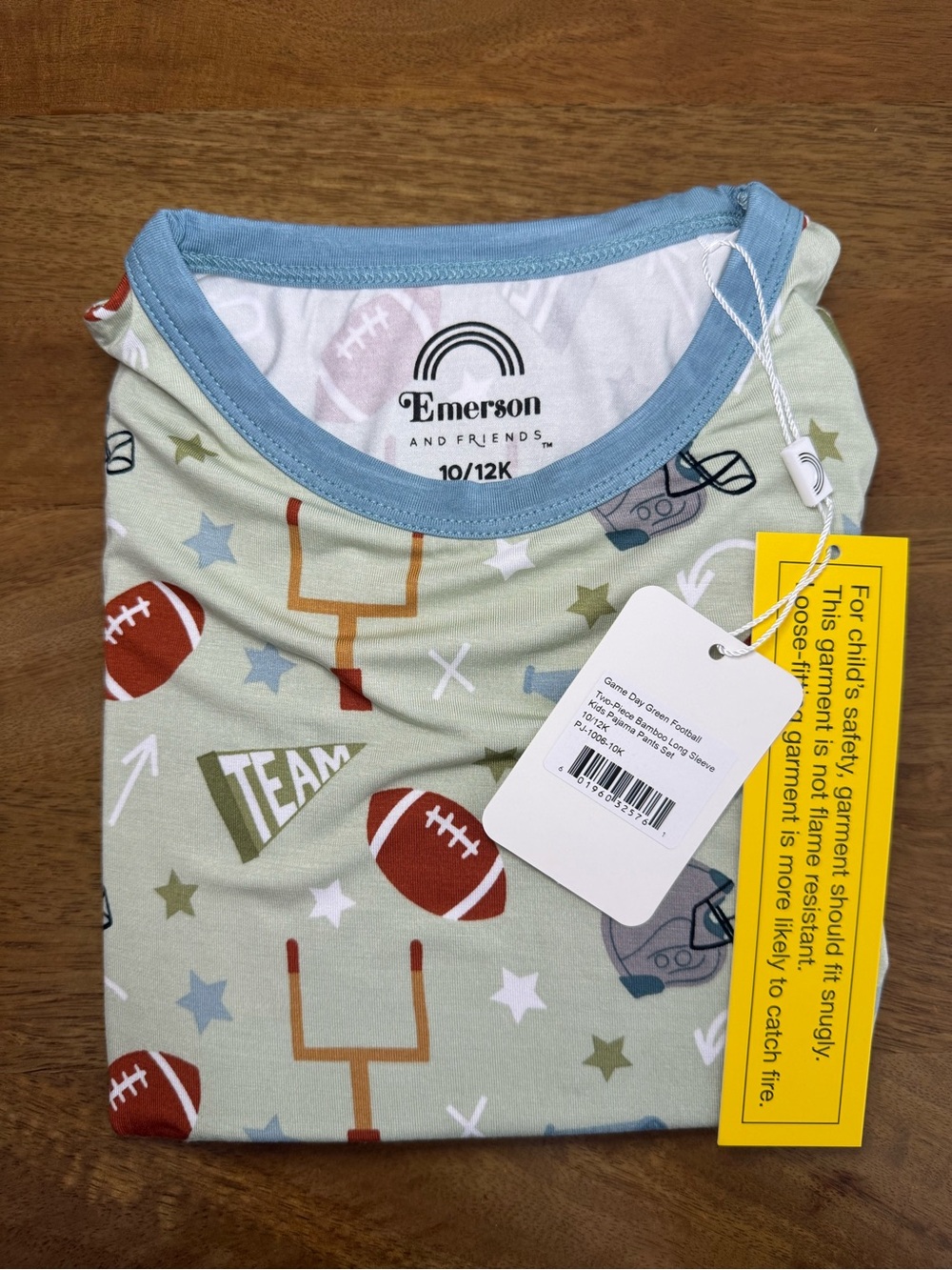 NWT Emerson and Friends Game Day Football Print Pajamas - Long Sleeve and Pants